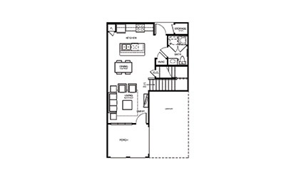 TH1 - 2 bedroom floorplan layout with 2.5 bath and 1225 square feet